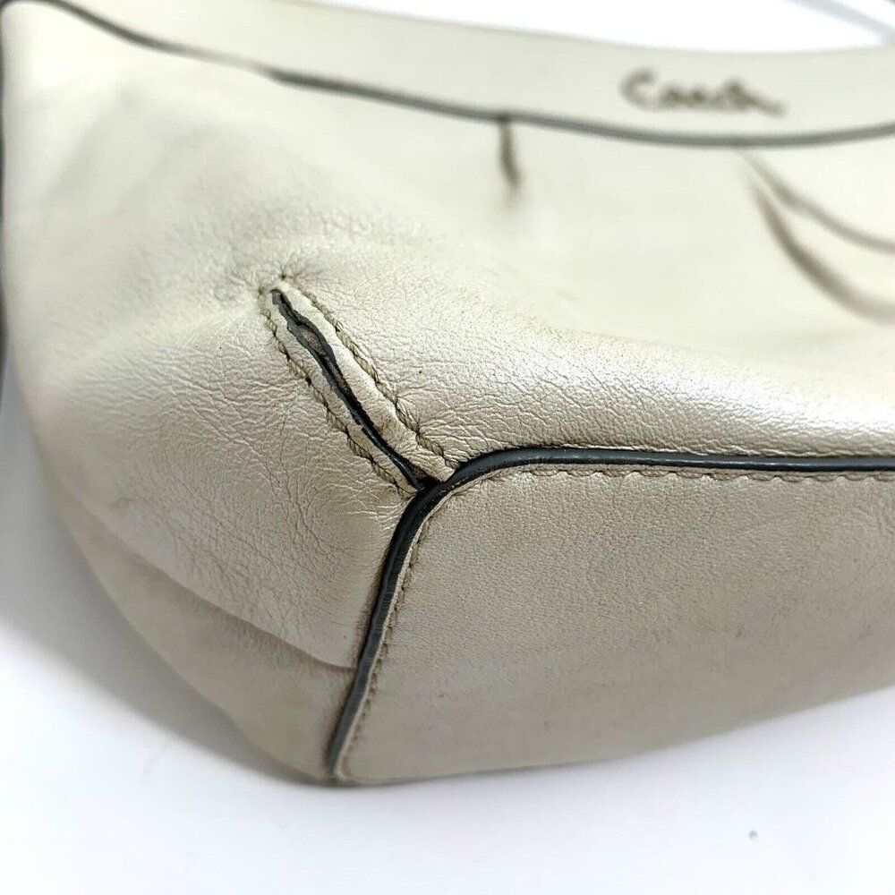 COACH Ashley 2012 Leather SHIMMERY Platinum White Crossbody BUCKLE STRAP F15512 - Picture 10 of 16